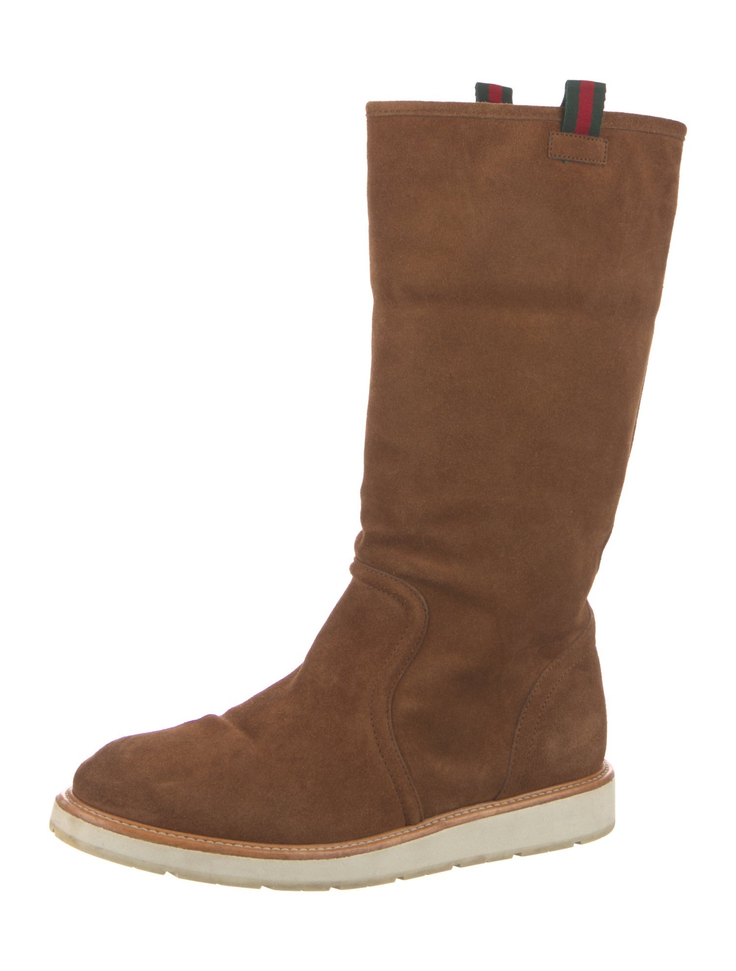 Gucci Web Accent Suede Boots